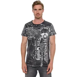 T-Shirt RUSTY NEAL "Rusty Neal", Herren, Gr. XL, schwarz, 100% Baumwolle, bedruckt, normal, Rundhals, Kurzarm, Shirts, mit Allover-Print