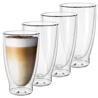 GENTOR Glas Set Doppelwandige Gläser 2er Set Wasserglas Saftglas Kristallglas Trinkgläser Cappuccino Glas Latte Macchiatto Glas