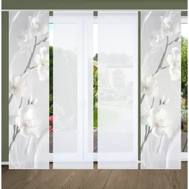 home in green Schiebegardine LAIRA (4 St), Paneelwagen, halbtransparent, SET DIGITALDRUCK,BAMBUSOPTIK RECYCELT beige