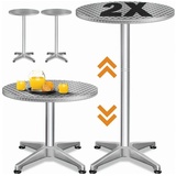 CASARIA Stehtisch, 2in1 Höhenverstellbar 70cm/115cm Hoch Aluminium Rund Ø60cm Wetterfest weiß