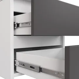 akord furniture factory Akord Nachtschrank, Weiß, Grau, Nachbildung, 3 Schubladen, Rechteckig,Rechteckig, 60x57x35 cm, Schlafzimmer, Nachttische