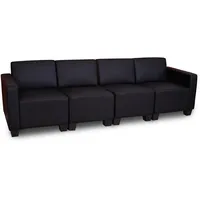 Couch Modular 4-Sitzer Sofa Lyon, Kunstleder schwarz