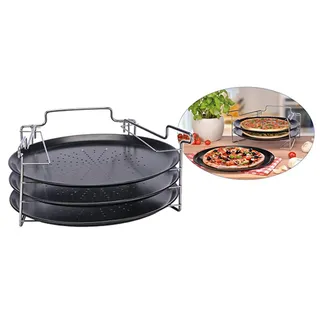 Gravidus 4 tlg. Pizzabackset Pizzablech Backblech Backofen Aufsteller Pizza Blech Halter