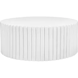 Garten Beistelltisch Beton Lamellen-Optik weiß rund ⌀ 117 cm POZZA