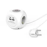 Hama Steckdosenwürfel 3-fach USB-C/A, 17 W, mit Schalter, 1,4 m, weiß