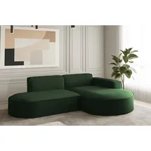 Fun Möbel Ecksofa Designersofa PALMA XS in Stoff Opera Velvet Grün Ottomane Rechts