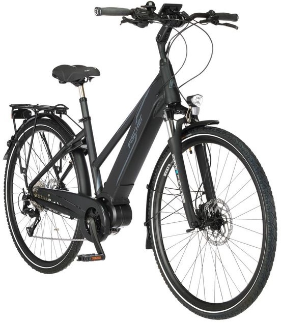 FISCHER E-Bike Pedelec Trekking VIATOR 4.1i Damen, Rahmenhöhe 44 cm, 28 Zoll, Akku 504 Wh, Mittelmotor, Kettenschaltung, LCD Display, schwarz