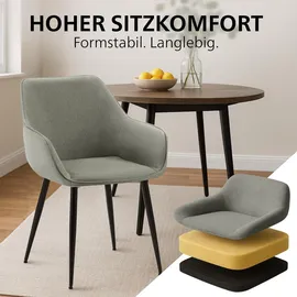 CLP 2er Set gepolstert mit Lehne Luena, Küchenstuhl mit Samt oder Stoff, Sessel Metallgestell schwarz bis 150 kg belastbar