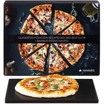 Navaris Pizzastein XL 38 x 30 cm Cordierit schwarz