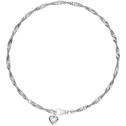 Fußkette mit Anhänger FIRETTI "Schmuck Geschenk Silber 925 Körperschmuck Herz+LIEBE Singapurkette", silber (silberfarben, rhodiniert), Fußkettchen, Silber 925 (Sterlingsilber)