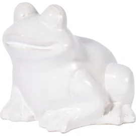 Dobar Keramik-Gartenfigur Frosch, Weiß, Gr. M