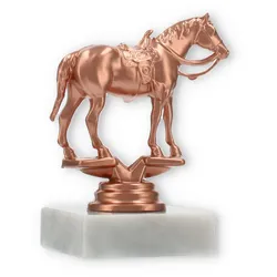 Pokal Kunststofffigur Westernreiten bronze auf weißem Marmorsockel 11,3cm