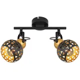 ETC Shop Deckenleuchte Metall schwarz gold Deckenstrahler 2 flammig Deckenlampe mit schwenkbaren Spots, Metall, Muster, 2x E14 Fassungen, Lxbxh 25x10x17,5 cm