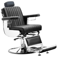 Comair 7001134 Diplomat Professioneller Herren Friseurstuhl im modernen Retro Design, schwarz