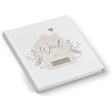 Logbuch-Verlag Notizbuch Pärchenbuch zum Ausfüllen für sie & ihn 15 x 15 cm, Weihnachten Geschenk Partner beige|grün|weiß