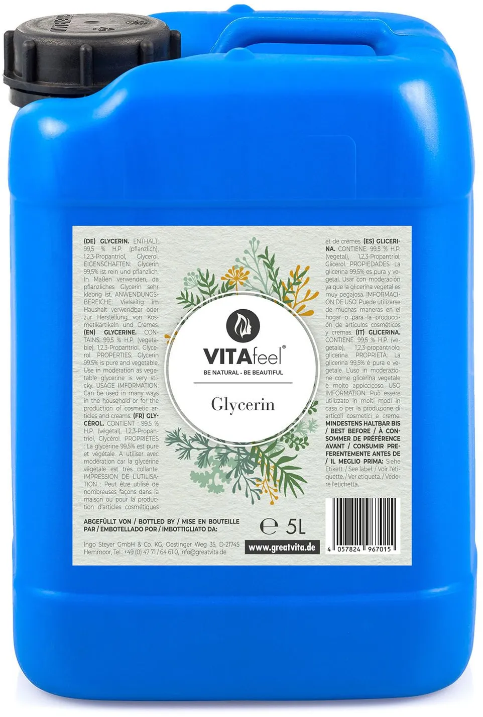 VitaFeel Glycerin 99,5% pflanzlich Flüssigkeit 5000 ml