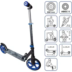 muuwmi Aluminium Scooter 200 mm schwarz-blau EINHEITSGRÖSSE