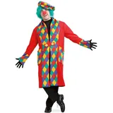 Herrenkostüm "Clown-Mantel Gino" Karneval Fasching Mottoparty (Large) bunt farbenfroh lustig
