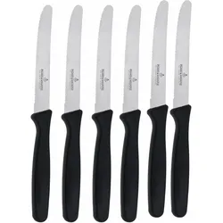 Brotzeitmesser, silber (silberfarben, schwarz), 6 tlg., Klingenstahl, PICARD & WIELPÜTZ SOLINGEN, Essmesser, Made in Germany