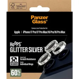 Panzer Glass Hoops Glitter Silver Camera Lens Protector, iPhone 17 Pro / 17 Pro Max | 16 Pro | 16 Pro Max