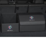 NICKAL Auto Kofferraumtaschen Organizer, für Alfa Romeo Giulia Stelvio mit Deckel Wasserdicht Klettverschluss Kofferraumtasche Aufbewahrungsbox Faltbox,A Set-Black Style