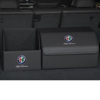 NICKAL Auto Kofferraumtaschen Organizer, für Alfa Romeo Giulia Stelvio mit Deckel Wasserdicht Klettverschluss Kofferraumtasche Aufbewahrungsbox Faltbox,A Set-Black Style