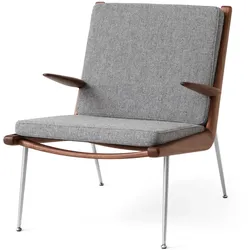 &Tradition - Boomerang HM2 Loungechair, Gestell Walnuss geölt / Beine Edelstahl, grau (Hallingdal 130)