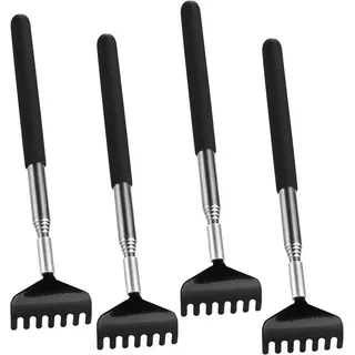 Praktikraft Massagebürste 4x Rückenkratzer Teleskop: Breite Kratzhand als Massagegerät, 4er Set, 4-tlg., 4-teilig, ausziehbar