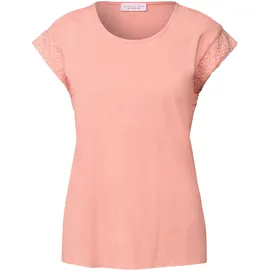 street one studio STREET ONE STUDIO, Damen, Gr. 36, pink (dusty pink), Web, 100% Baumwolle, unifarben, normal normal, Rundhals, Bündchen, Shirts T-Shirt, aus reiner Baumwolle