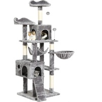175 cm XL Kratzbaum Katzenbaum mit Sisal-Seil Plüsch Liege höhlen Spielhaus Spielzeug für Mittelgroßer Katzen (Grau)
