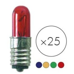 Ersatzlampen 25er Pack - 4 Farben gemischt - E5 - 12V - 0,6W - H: 1,6cm D: 0,6cm