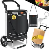 Kesser KESSER® Einkaufstrolley klappbar mit 56L Kapazität und belastbar bis 50kg 3in1 Trolley Sackkarre & Umhängetasche Faltbarer Einkaufswagen inkl. Kühlfach & Einkaufschip Treppensteiger