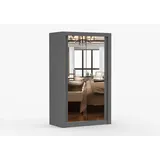 fabryka mebli idźczak Schwebetürenschrank Kleiderschrank Schrank 120cm Grau/Grau mit zwei Spiegeln MILAN - Grau