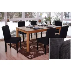 6er-Set Esszimmerstuhl Stuhl Küchenstuhl Littau ~ Textil, schwarz, dunkle Beine