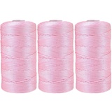 3 Stücke 1.5mm Polyester Garn,MoreChioce Polypropylen-Kordel Makramee-Kordel Makramee Seil Häkelgarn Makramee Garn Polyester Macrame Cord Häkeltasche Kordel für Strickwaren,Hell Rosa