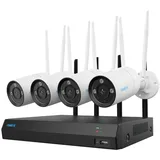 Reolink 4K WLAN Überwachungskamera Set Aussen, 4X 8MP Wi-Fi 6 Kamera Aussen, 12CH WLAN NVR mit 2TB HDD, Vollmetallmaterial, Farbnachtsicht, Person/Fahrzeug/Tiererkennung, 2-Wege-Audio, RLK12-800WB4