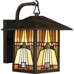 Außenleuchte Wandlampe Laterne Handgefertigtem Kunstglas in Saphirblau H 34,4 cm