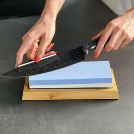 Intirilife 2 in 1 Schleifstein Set Wetzstein in Blau-Weiß | Gr.: onesize