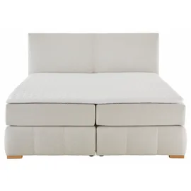 Home Affaire Boxspringbett HOME AFFAIRE "Wehma", beige (natur), B:210cm L:213cm, Struktur fein (100% Polyester), Komplettbetten, Boxspringbett, inkl. Topper in 3 verschiedenen Matratzen, auch in Samtstoff