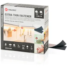 FP VELCRO Klettband Extra Thin Fastener 5m Hakenband+Flauschband 50mm Schwarz