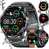 FEELNEVER Herren Smartwatch mit Telefonfunktion, AMOLED Militär wasserdichte mit Herzfrequenz-Schlafmonitor SpO2, 100+ Sportmodi Fitnessuhr - Silber