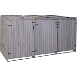 Mendler XL 3er-/6er-Mülltonnenverkleidung HWC-H74, Mülltonnenbox, erweiterbar 126x238x98cm Holz MVG ~ anthrazit-grau
