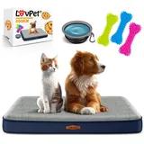 LOVPET LovPet® Hundebett orthopädisches Hundekissen Hundekorb Cookie, Inkl. Napf + 3X Kauknochen, Hundesofa für Kleine, Mittelgroße & Große Hunde, Bezug abnehmbar und waschbar