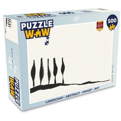 MuchoWow Puzzle Landschaft – Abstrakt – Schwarz und weiß, 500 Puzzleteile, Foto-Puzzle, Bilderrätsel, Puzzlespiele, Spielzeug bunt