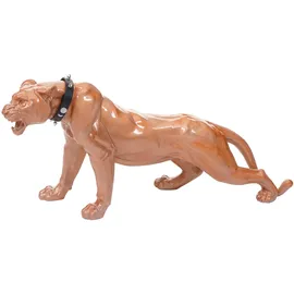 MCW Deko Figur Panther 59cm, Polyresin Skulptur Leopard, In-/Outdoor ~ antik hochglanz mit Halsband