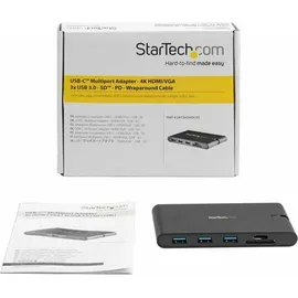 Startech USB-C Multiport Adapter - USB Hub, Schwarz