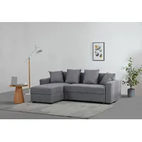 Ecksofa "KILLAM, 217 cm, L-Form, mit Schlaffunktion u. Bettkasten", grau (anthrazit), B:217cm H:85cm T:154cm, 100% Polyester, Sofas, Ecksofa, Recamiere rechts / links montierbar, in Cord und Webstoff