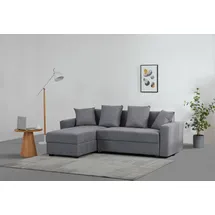 Ecksofa "KILLAM, 217 cm, L-Form, mit Schlaffunktion u. Bettkasten", grau (anthrazit), B:217cm H:85cm T:154cm, 100% Polyester, Sofas, Ecksofa, Recamiere rechts / links montierbar, in Cord und Webstoff