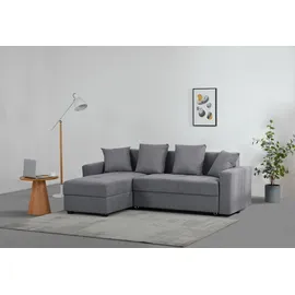 Ecksofa "KILLAM, 217 cm, L-Form, mit Schlaffunktion u. Bettkasten", grau (anthrazit), B:217cm H:85cm T:154cm, 100% Polyester, Sofas, Ecksofa, Recamiere rechts / links montierbar, in Cord und Webstoff