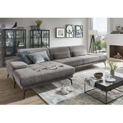 Ecksofa DIE PLANBAR "MP-IN20126 L-Form", grau, B:328cm H:82cm T:190cm, 100% Polyester, Sofas, mit Kopfteilverstellung, optional Sitztiefen- & Armteilverstellung